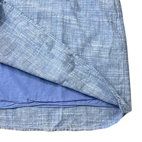 Chelsea & Violet Short Sleeve Cotton Embroidered Lined Chambray Dress - Picture 5 of 10